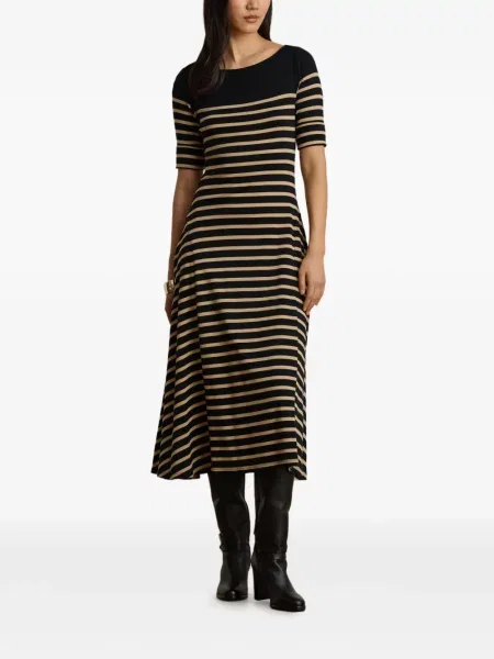 Rochie midi Lauren Ralph Lauren cu dungi negru