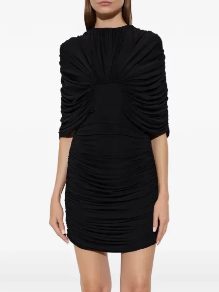 Rochie mini The Mannei cu volane drapată negru