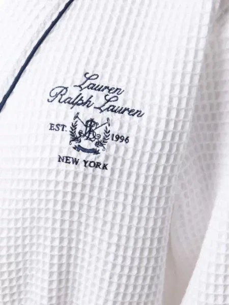 Szlafrok o kroju regular fit z mieszanki bawełny Lauren Ralph Lauren granatowy
