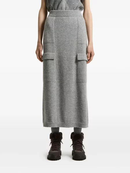 Fustă midi Peserico tricotate până la genunchi gri