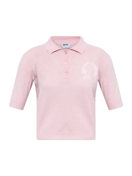 Sweter Moschino wełniany różowy