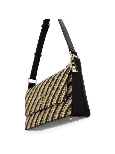 Geanta crossbody Guess cu dungi negru