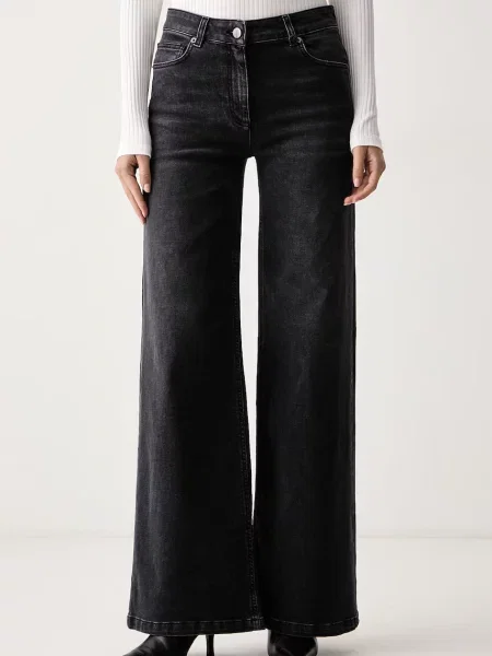 Luisa Spagnoli blugi wide leg pentru femei Olla gri