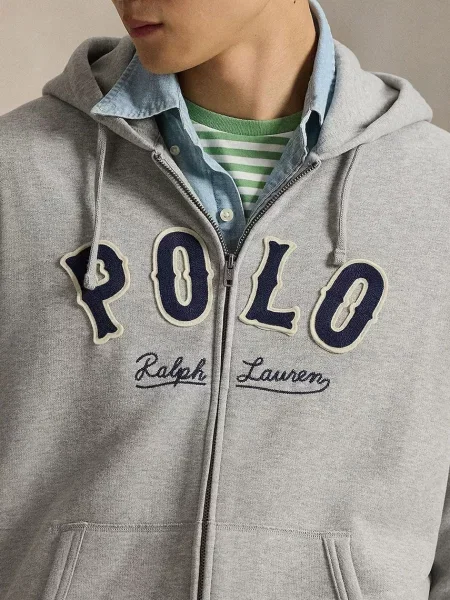 Свитер Polo Ralph Lauren с капюшоном с аппликацией серый