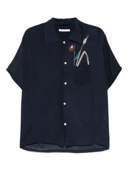 Cămașă Sky High Farm cu broderie albastru