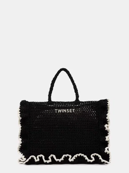 Twinset geantă shopper pentru femei împletită negru