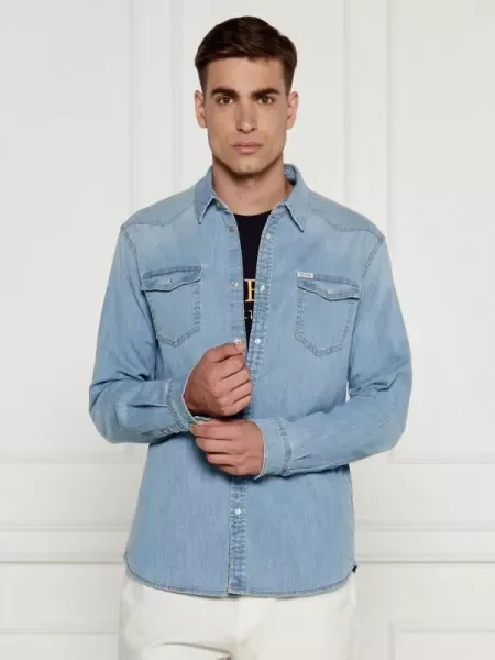 GUESS De blugi cămașă albastru