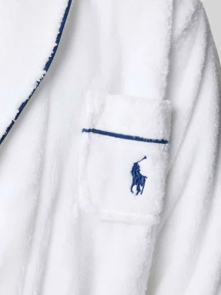 Szlafrok z kołnierzem z połami Polo Ralph Lauren biały