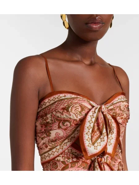 Rochie maxi Zimmermann de mătase cu model floral roz