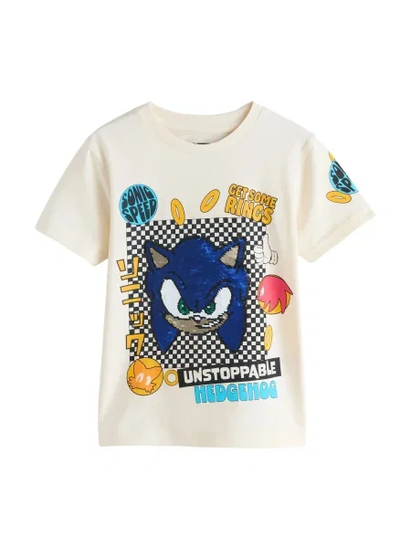 Next Tričko Sonic nebielená / modrá / tmavožltá čierna