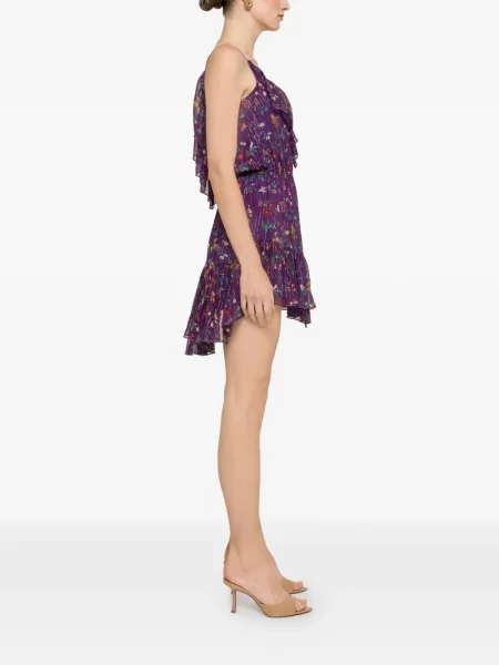 Rochie mini Nissa de mătase cu model floral cu imagine violet