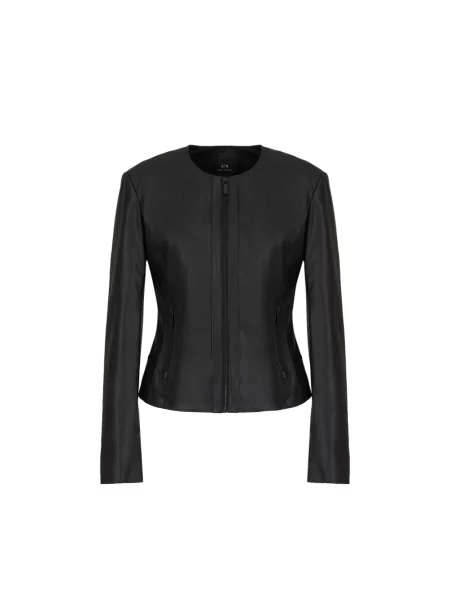 Kurtka skórzana Armani Exchange biker czarna