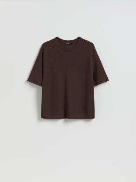 Reserved Tricou cu adaos de maro-închis maro