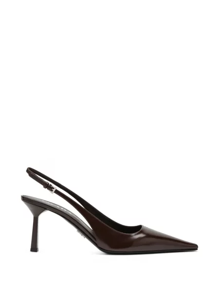 Pantofi cu toc Prada din piele slingback maro