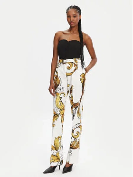 Versace Jeans Couture Kalhoty z materiálu Straight Fit bílá
