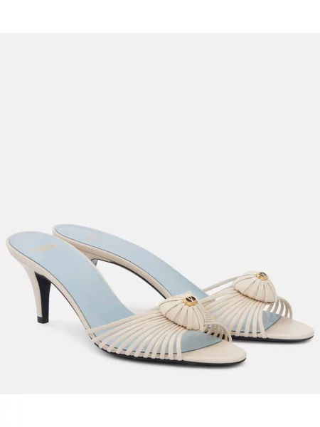 Papuci tip mules Valentino Garavani din piele bej
