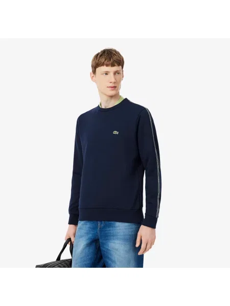 Lacoste Bluza Z Dresówki Z Pasiastą Taśmą granatowa