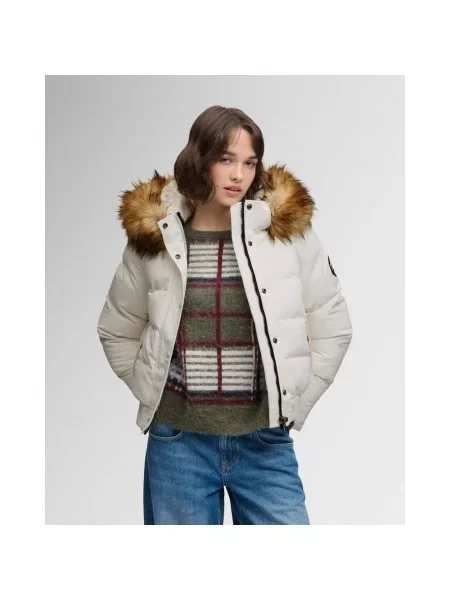 Kurtka z kapturem Superdry Everest Bomber brązowy XS biały