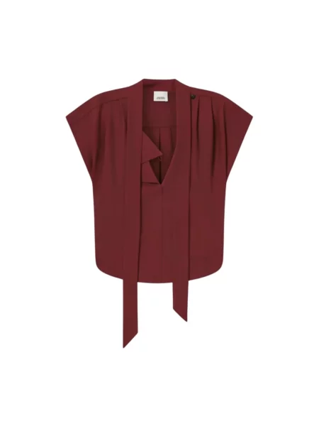Lniany top Isabel Marant brązowy