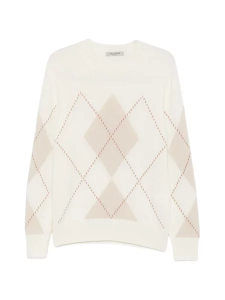 Pulover Fileria cu model argyle cu decolteu rotund