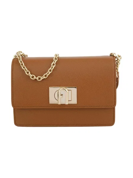 Mała mały torebka skórzana Furla skórzana brązowa