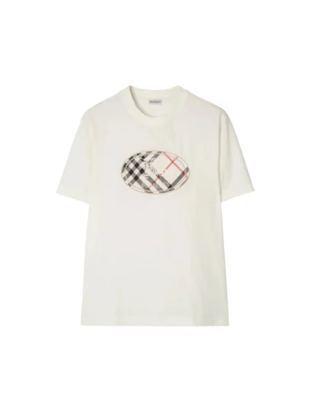 Koszulka Burberry w kratę biała