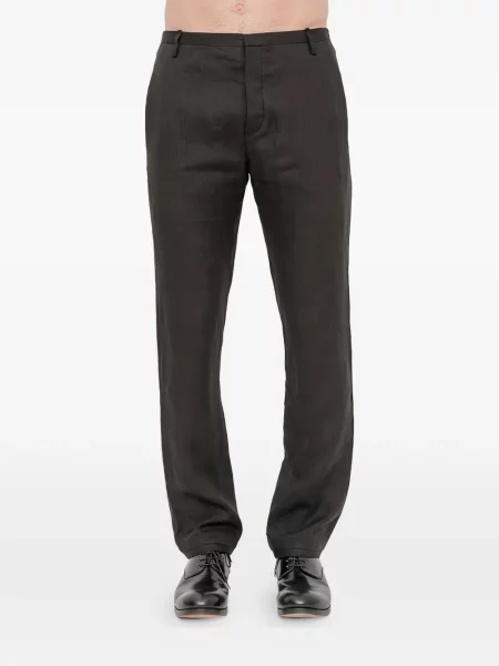 Lněné kalhoty Label Under Construction hnědé