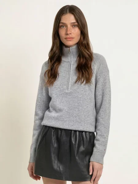 Maje Sweter Typu Troyer grau