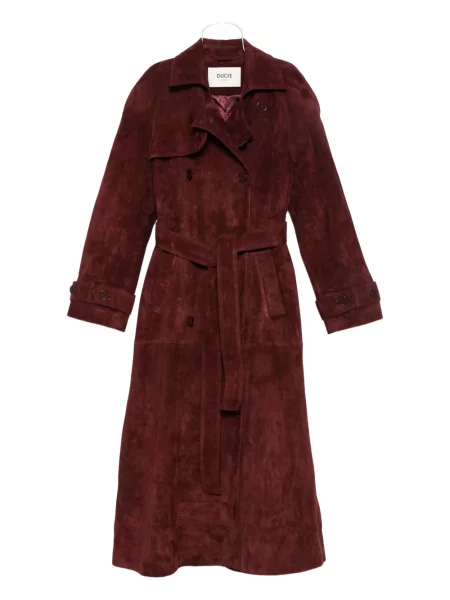 Trenci Ducie din piele de căprioară roșu