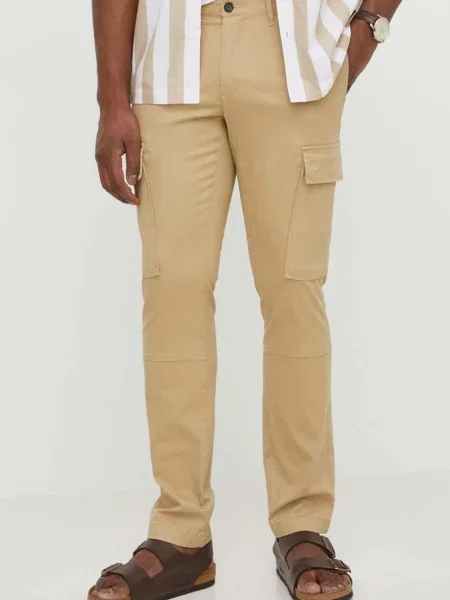 Kalhoty Michael Kors jednoduché béžová