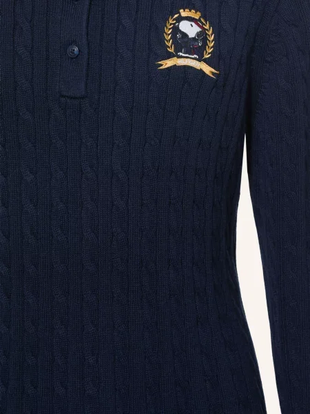 Tommy Hilfiger Dzianinowa Sukienka Polo Peanuts™ blau biała