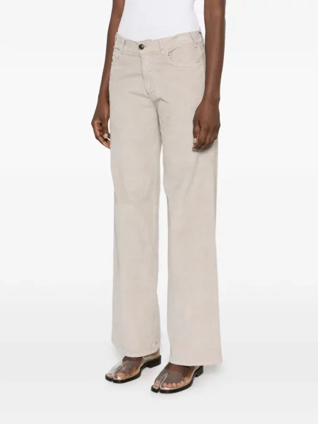 Pantaloni White Sand de catifea cord alb