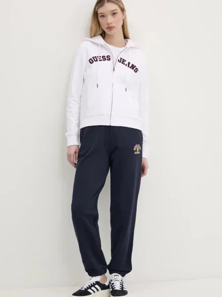 Guess Jeans bluza z kapturem melanżowa biały