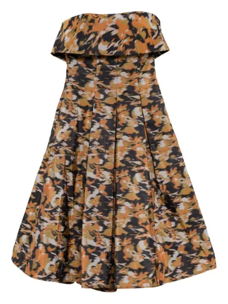 Rochie Amsale cu imagine plisată de costum portocaliu
