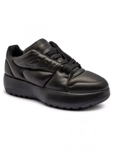 De piele sneakers negru