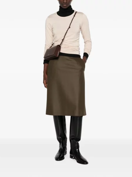 Fustă midi Jil Sander în linie A verde
