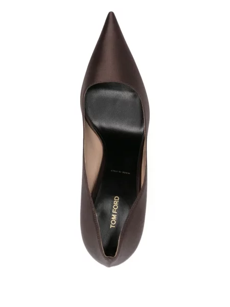 Pantofi cu toc Tom Ford din satin maro