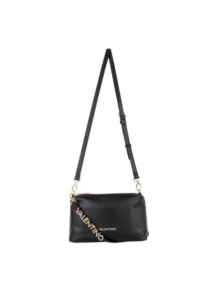 Lniana torebka crossbody Valentino czarna