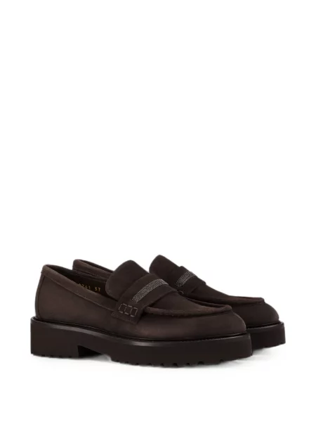 Pantofi loafer Doucal's din piele de căprioară maro