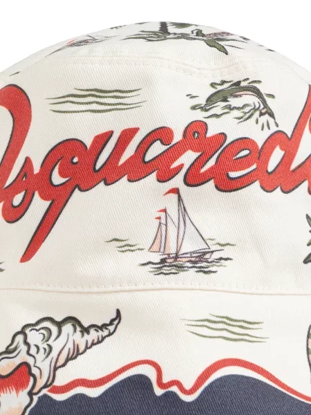 Pălărie bucket Dsquared2 cu imagine alb