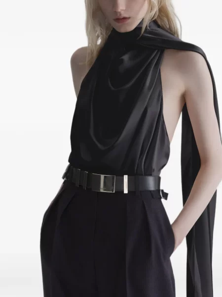 Top Mugler cu spatele deschis negru
