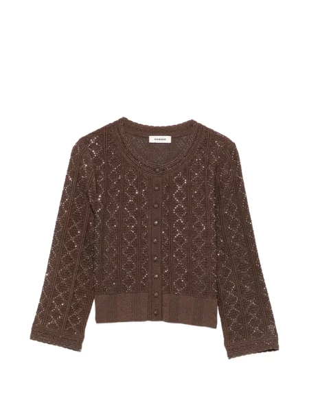 Cardigan Sandro cu imprimeu abstract maro