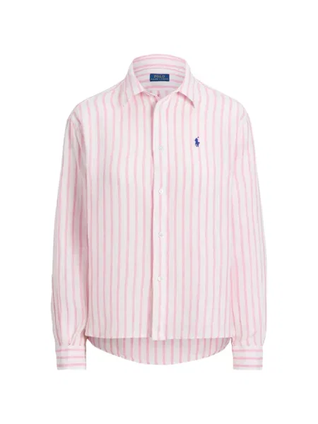 Хавлиени препасан карирана риза Polo Ralph Lauren синьо