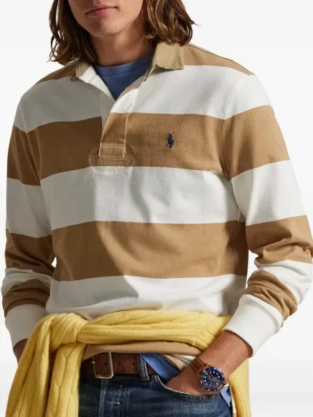 Плисирана шапка с козирки Polo Ralph Lauren на райета кепър синьо