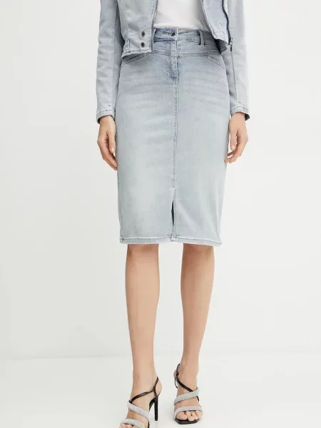 Morgan spódnica jeansowa JAPA mini ołówkowa JAPA niebieski