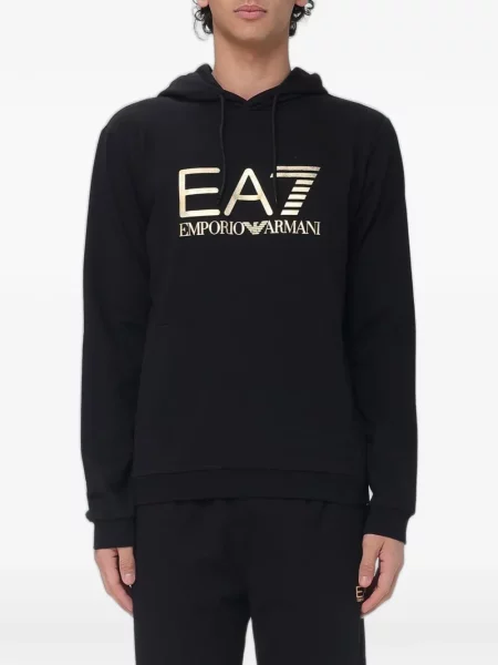Hanorac cu glugă Ea7 Emporio Armani cu imagine negru