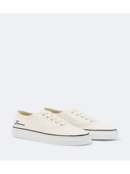 Sneakerși Jacquemus cu broderie din canvas alb