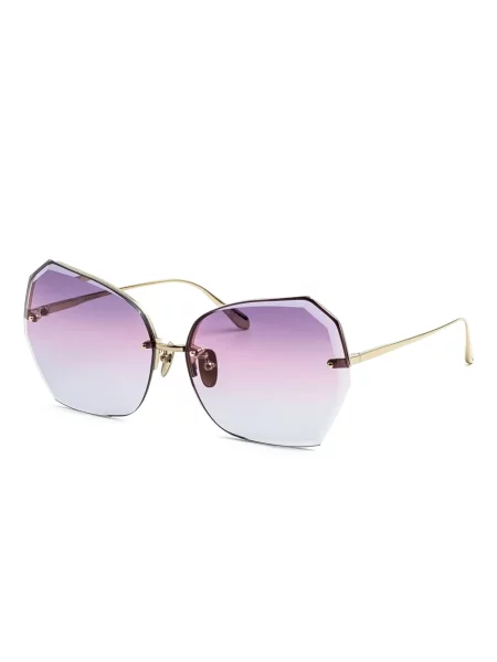 Ochelari de soare Linda Farrow cu imprimeu geometric auriu
