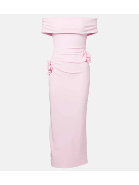 Sukienka midi Roland Mouret w kwiatki z dżerseju do kolan różowa