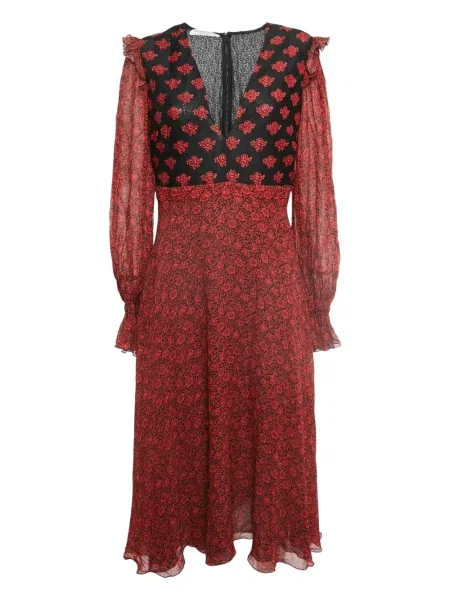 Rochie midi Philosophy Di Lorenzo Serafini cu model floral cu imagine până la genunchi roșu